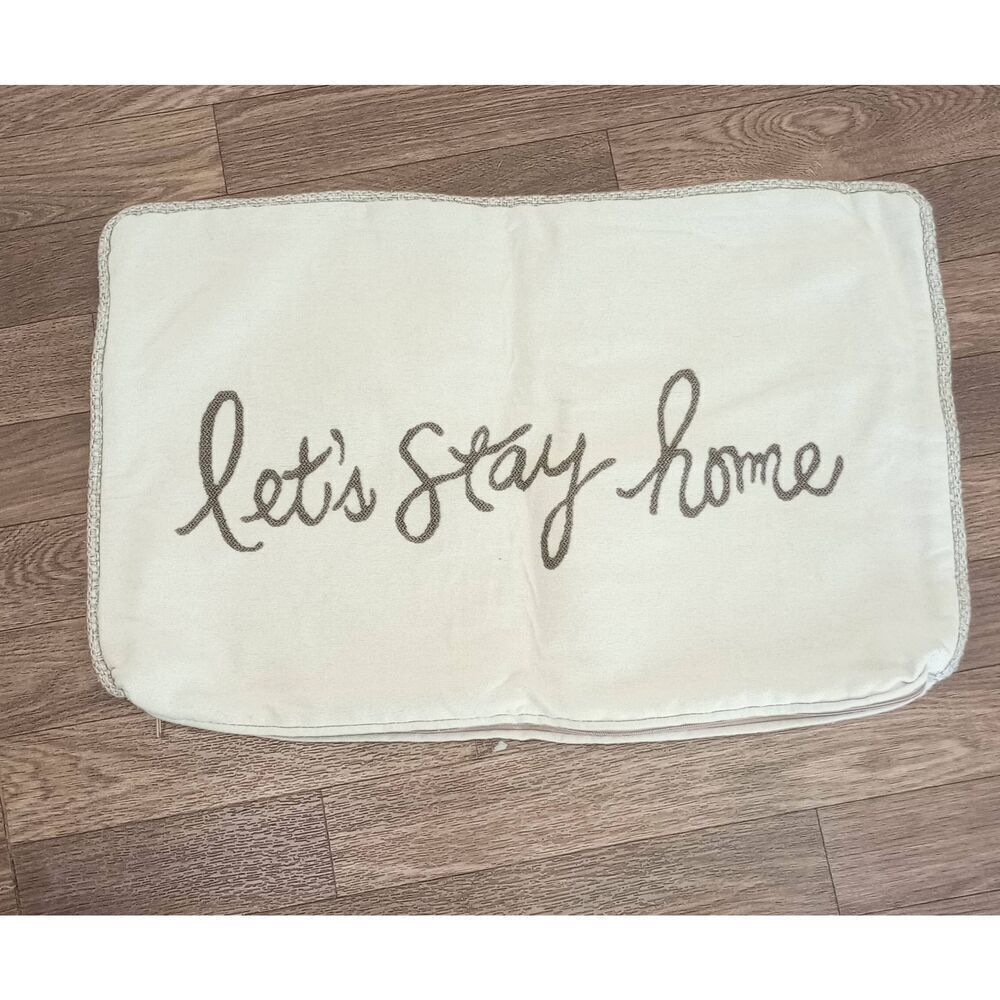 Pillow cover, let's stay home, zipper bottom.